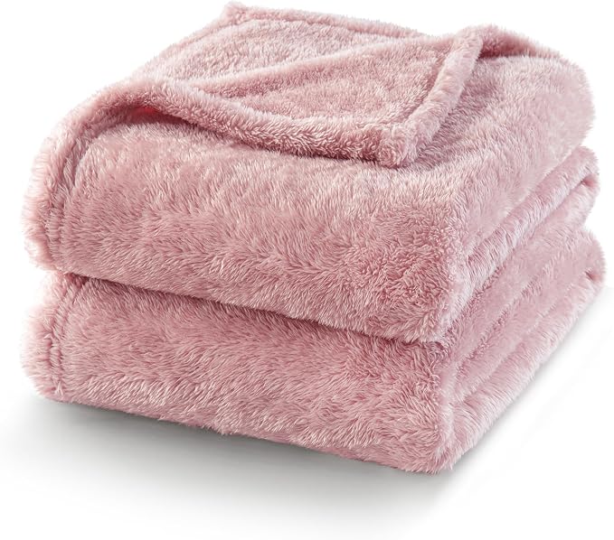 Exclusivo Mezcla Fuzzy Plush Fleece Bed Blanket King Size, Dusty Pink | 104x90 Inches, Super Soft and Cozy Bed Blanket, Fluffy Decorative Bedding for Livingroom, Bedroom, All Season