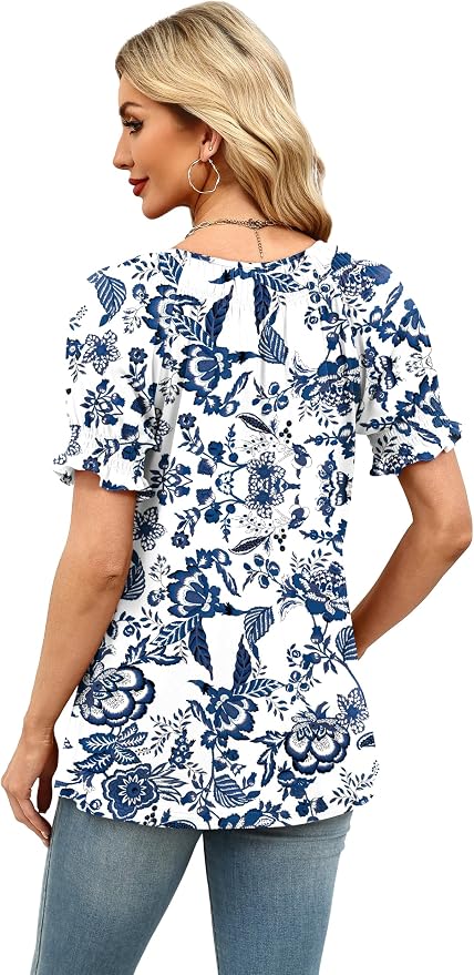 WIHOLL Womens Short Sleeve Square Neck Summer Tops Dressy Casual Blouses Trendy Clothes 2026