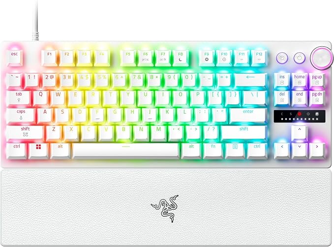 Razer Huntsman V3 Pro TKL 8KHz Esports Gaming Keyboard, White | Analog Optical Switches Gen 2, 8000 Hz Polling, Razer Snap Tap, Rapid Trigger, Adjustable Actuation, Media Controls