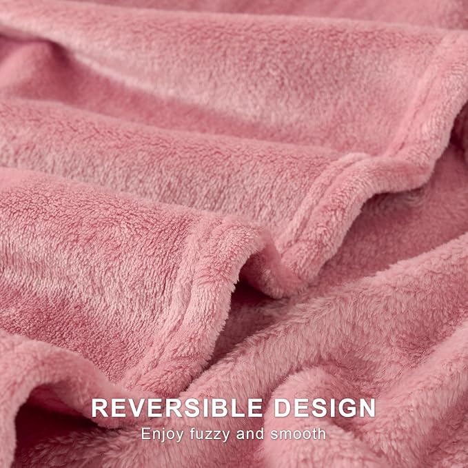 Hansleep Twin Fuchsia Fleece Blanket, Soft Flannel Bed Blanket | Fuzzy Cozy Blanket 60x80 Inches, Multi-use for Bed, Sofa, Couch, Travel, Camping, All Season Warm Lightweight Cover