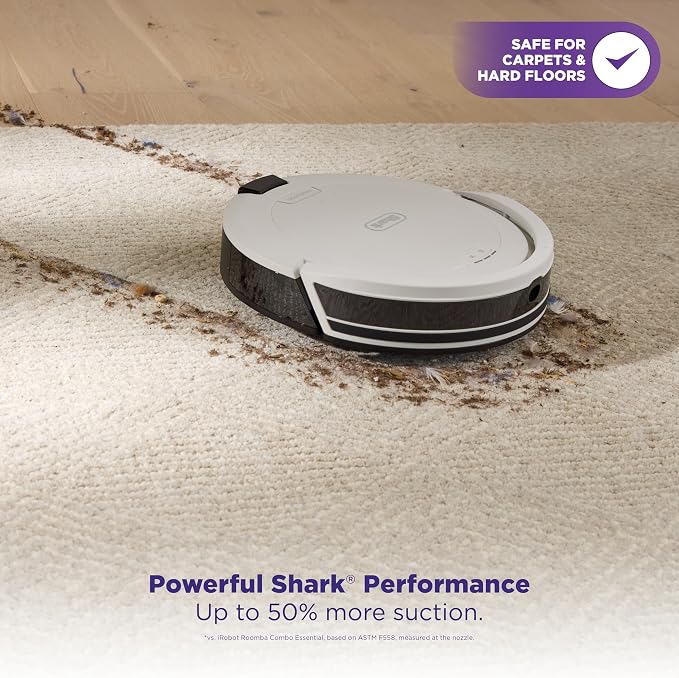 Shark Navigator Robot Vacuum with SmartPath Navigation and Self-Cleaning Brushroll, Powerful Suction, for Carpets & Hard Floors, White, AV2120