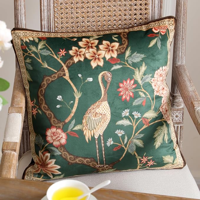Designer French Velvet Throw Pillow Cover,Set of 2,22"x22"-Mitchell | Pillow Cover,Concealed Zipper Design,Dragonfly Pattern,Sofas,Bedroom,Living Room,Lounge Chairs,All Season Home Decor