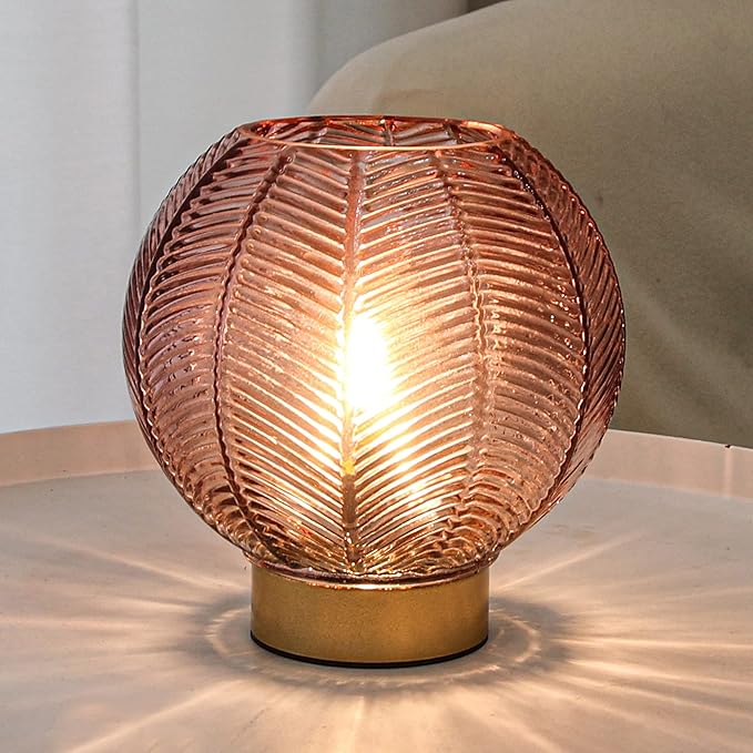 Battery Powered Lamp, Cordless Table Lamps Battery Operated Lamp for Bedside Nightstand, Small Lamps for Living Room Decorative Table Bedroom-Red