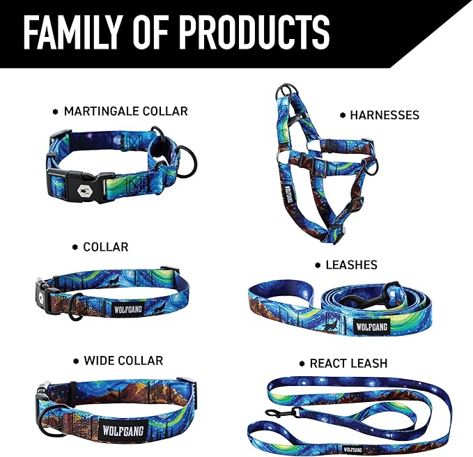Wolfgang Heavy Duty Adjustable Dog Harness, Pull-Tested for Walking & Training, StarryWolf Print, Small