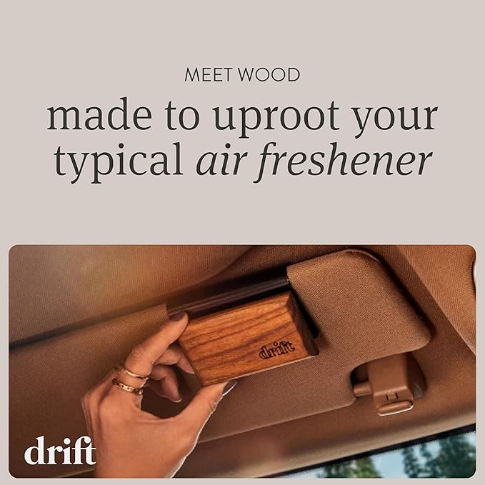 Drift Car Air Freshener - The Original Wood Air Freshener - Car Odor Eliminator - Long Lasting Scent - Auto Accessories - Metal Clip - Essential Oils - John Wick Scent Starter Kit
