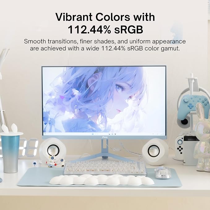 Pixio PX248 Wave Blue 24 inch 200Hz Refresh Rate FHD 1080p Resolution Fast IPS Panel 1ms GTG Response Time Built-in Speakers Gaming Monitor with Adaptive Sync