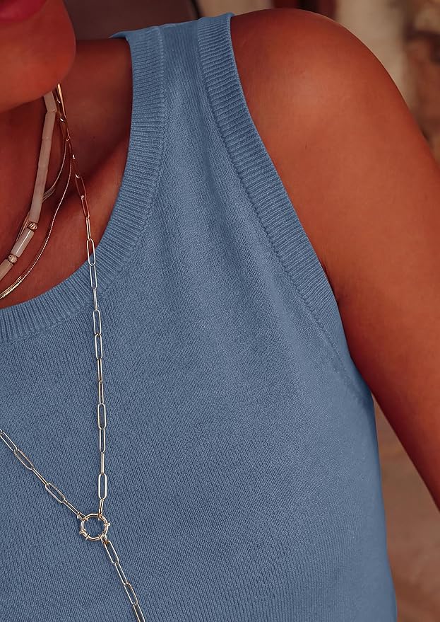 PRETTYGARDEN Sleeveless Sweater Tops for Women 2026 Summer Dressy Ribbed Tank Tops Spring Business Casual Work Shirts Blouses
