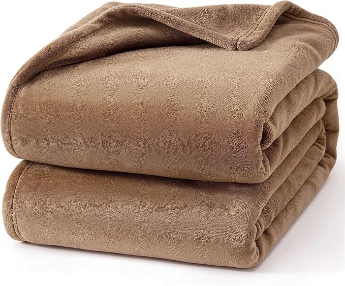 Hansleep Full Camel Fleece Blanket, Soft Flannel Bed Blanket | Fuzzy Cozy Blanket 84x90 Inches, Multi-use for Bed, Sofa, Couch, Travel, Camping, All Season Warm Lightweight Cover