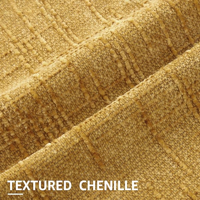 decorUhome Textured Chenille Throw Pillow Covers 26x26 Set of 2 Yellow | Fall Modern Farmhouse Soft Cozy Slubby Couch Pillow Cases Boho Decorative Pillow Cases for Bed Sofa Living Room Home Decor