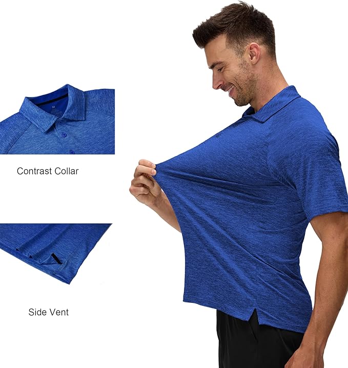 Alex Vando Mens Golf Shirt Moisture Wicking Quick-Dry Short Sleeve Casual Polo Shirts for Men