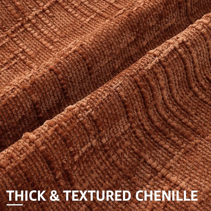 decorUhome Textured Chenille Throw Pillow Covers 12x20 Set of 2 Rust | Fall Modern Farmhouse Soft Cozy Slubby Couch Pillow Cases Boho Decorative Pillow Cases for Bed Sofa Living Room Home Decor