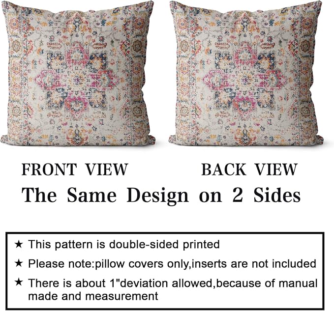 Snycler Boho Throw Pillow Covers 16x16 inch Set of 2 Burnt Yellow Terracotta Rust Colored Throw Pillows Double Sided Boho Home Soft Decor for Bedroom Living Room Couch & Sofa (No Inserts)