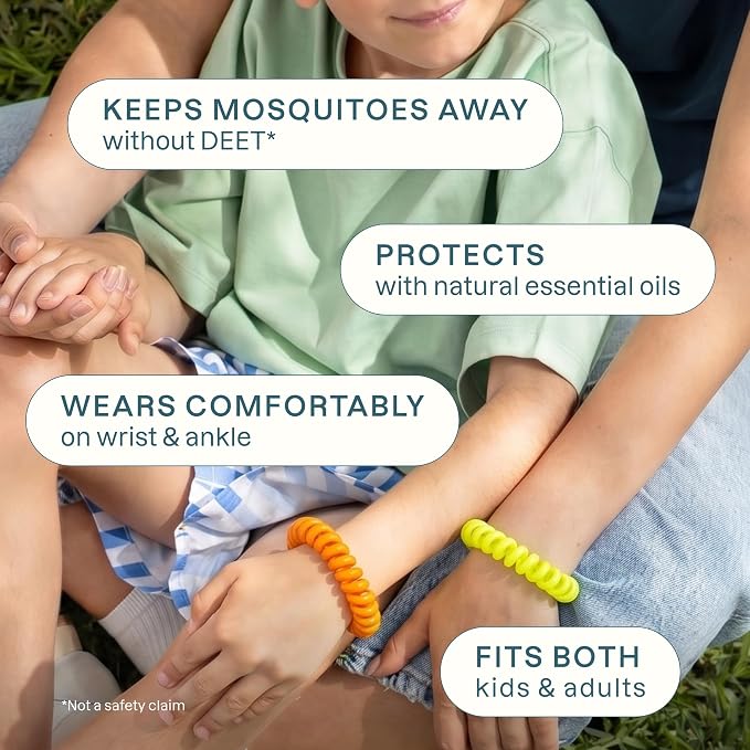 Cliganic 25 Pack Mosquito Repellent Bracelets for Adults & Kids - Natural DEET-Free Bands, Individually Wrapped