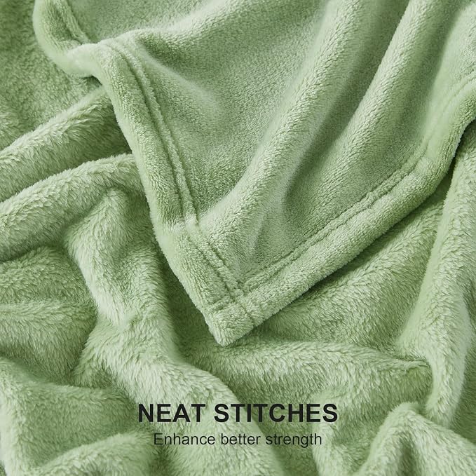 Hansleep Full Sage Green Fleece Blanket, Soft Flannel Bed Blanket | Fuzzy Cozy Blanket 84x90 Inches, Multi-use for Bed, Sofa, Couch, Travel, Camping, All Season Warm Lightweight Cover