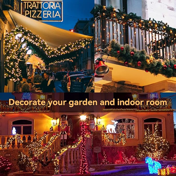 ITICdecor 33ft 100 LED Christmas String Lights, Waterproof Fairy Starry String Lights Battery Operated, 8 Modes Decorative Lights for Indoor Outdoor Xmas Tree Party Garden (Warm White)