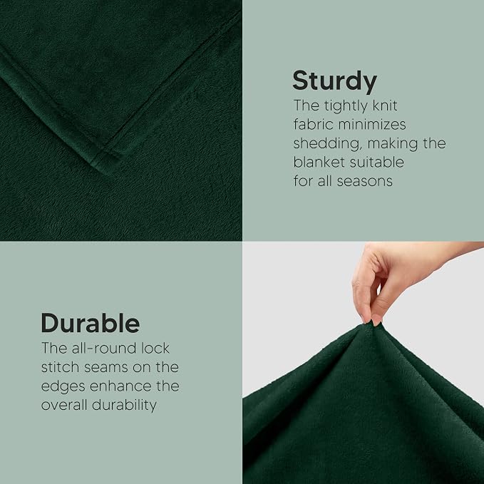 Utopia Bedding Soft Fleece Bed Blanket Queen Size Forest Green (90x90 Inch) | Microfiber Plush Warm Lightweight Breathable Cozy Blanket Anti-Static, All Season Use, Gift for Women and Men
