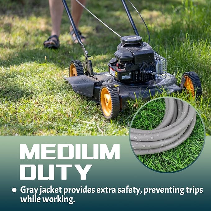 Indoor Outdoor Extension Cord 20 FT, 16/3 SJTW Weatherproof Grey Electrical Cords, 13 AMP Heavy Duty 3 Prong Power Cable Great for Garden, Landscaping & Holiday Decorations