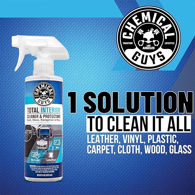 Chemical Guys, Total Interior Cleaner & Protectant, Leather & Vinyl, 16 oz | Cleans dashboards, seats, door panels, trim and glass in one step, leaving a fresh, streak-free, factory-style look