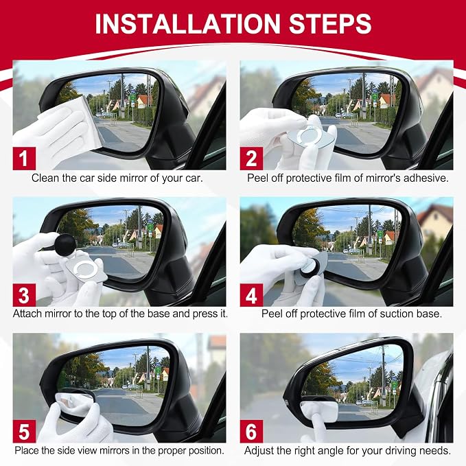 LivTee Blind Spot Car Mirror, HD Glass Frameless Convex Side Mirror Blindspot, Wide Angle Rear View Mirrors for SUVs, Trucks and RVs - Car Accessories