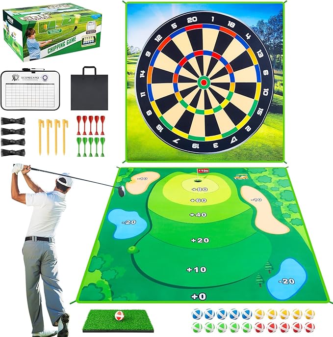 Battle Golf Game Set Chipping Game Practice Mat Games for Backyard Fun and Swing Training, Golf Hitting Mat Play for Golf Parties and Kids Family Activities Outdoor