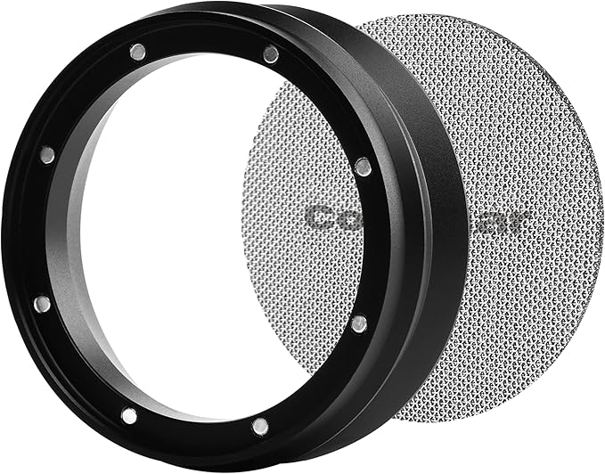 58mm Espresso Dosing Funnel and Puck Screen Set,Magnetic Dosing Funnel with 8 Magnets,Compatible with 58mm Gaggia E61 Portafilter.Reusable 1.7mm 150μm Stainless Steel Puck Screen.(Black)
