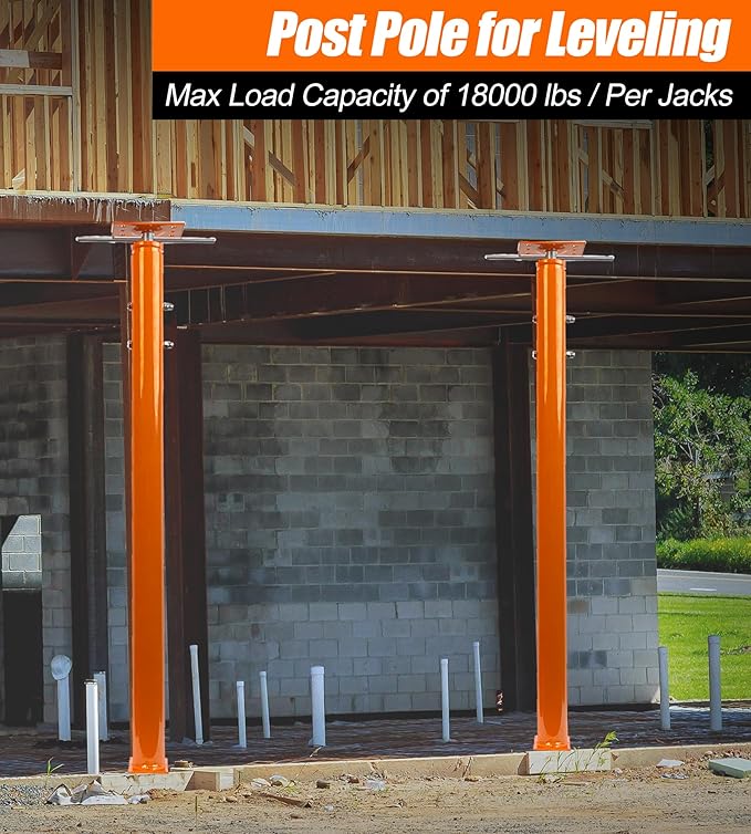 2 Pack House Jack Post Pole for Leveling, 48"-96" Adjustable House Floor Jacks, Support Joist Beam Brace Telescoping Jack Stands for Basements, Decks, Crawl Spaces, 18000 lbs Max Load Capacity