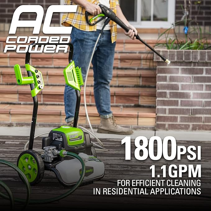 Greenworks 1800 PSI 1.2 GPM Pressure Washer (Open Frame) PWMA Certified