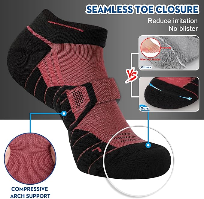 Hylaea Athletic Running Socks Cushion Padded Moisture Wicking Low Cut