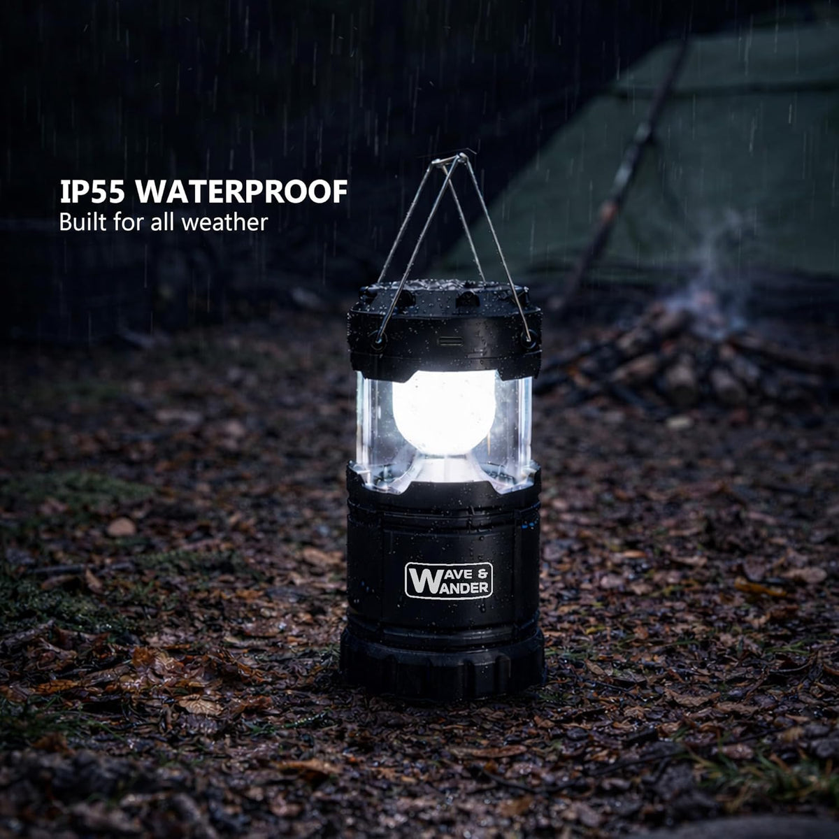 Solar & Rechargeable LED Camping Lantern - Waterproof IP55, Bright & Portable with Power Bank | Ideal for Camping, Hiking & Outdoor Use