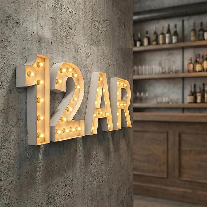 NEONSIGN Premium White Metal Marquee Letters for Wall Decor - 1.5ft to 4ft Large Light Up Alphabet & Numbers - Vintage Industrial LED Sign for Wedding, Party, Business Logo & Home Bar (24 INCHES)