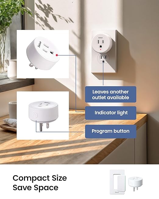 Remote Control Outlet Plug with 2 Switches, Buckle Design & Removable Wireless Light Switch, No Wiring Needed, 300 ft, 15A/1500W, Programmable, for Household Appliances