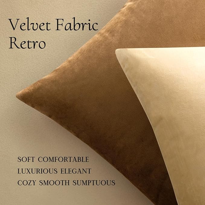 MIULEE Velvet Throw Pillow Covers 16x16 Inch Pack of 2 Beige | Soft Solid Small Decorative Pillow Covers, Modern Luxury Home Decor, for Couch Chair Sofa Bedroom Livingroom Car