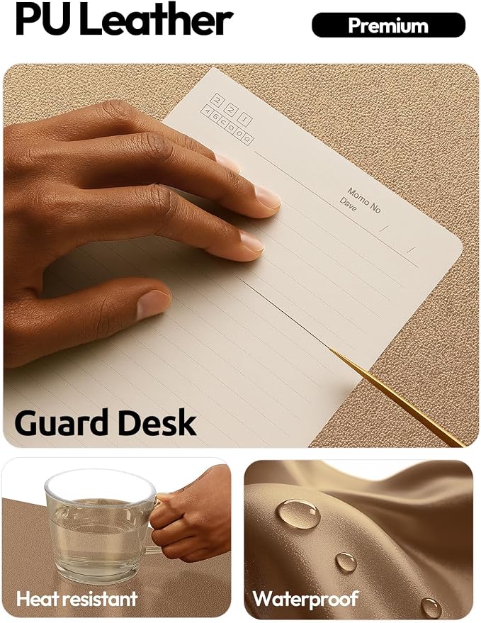 YSAGi Leather Desk Protector, Office Mat, Large Mouse Mat, Non-Slip PU Leather Blotter, Laptop Desk Mat, Waterproof Writing Pad for Office and Home(Shiny Bronze, 63" x 24")