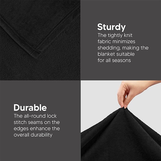 Utopia Bedding Ultra Soft Fleece Bed Blanket Queen Size Black (90x90 Inch) | Microfiber Plush Warm Lightweight Breathable Cozy Blanket Anti-Static, All Season Use, Gift for Women and Men