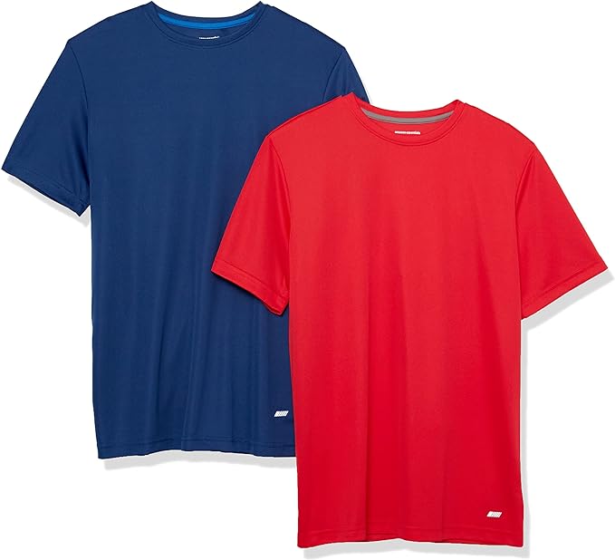 Amazon Essentials Men's Moisture Wicking Breathable Active Performance Tech Gym T-Shirts, Pack of 2