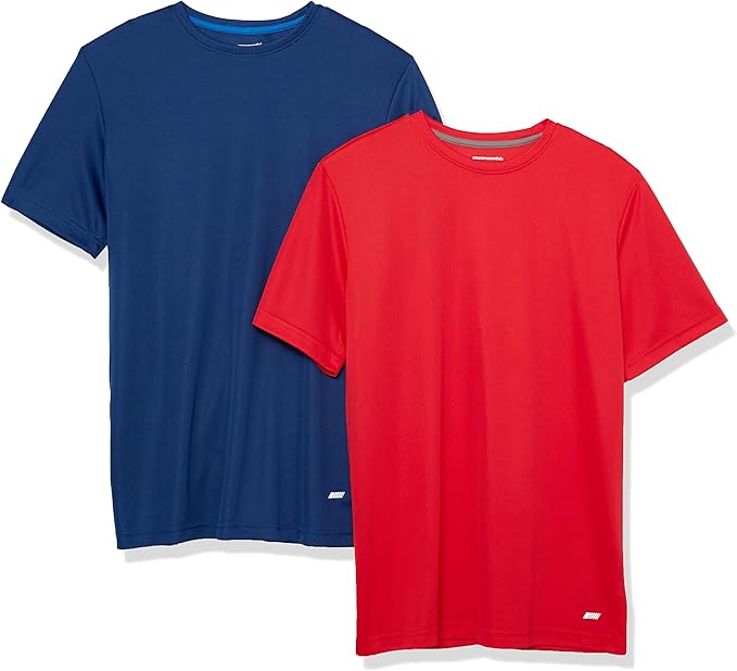 Amazon Essentials Men's Moisture Wicking Breathable Active Performance Tech Gym T-Shirts, Pack of 2