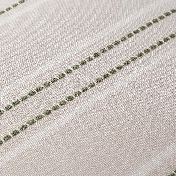 Hckot Stripe Throw Pillow Covers 12x24 Lumbar Sage Green Pillow Covers | Farmhouse Decorative Pillows Textured Linen Cushion Covers for Sofa Couch Bed Living Room Decor