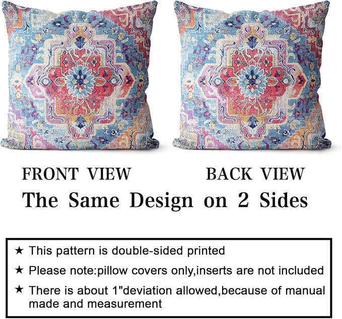 Snycler Antique Boho Hereke Rug Print Boho Throw Pillow Cover 16x16 Inch Set of 2 Double Sided Decorative Soft Throw Pillow Case Cushion Case for Home Decor Living Room Bed Couch Car