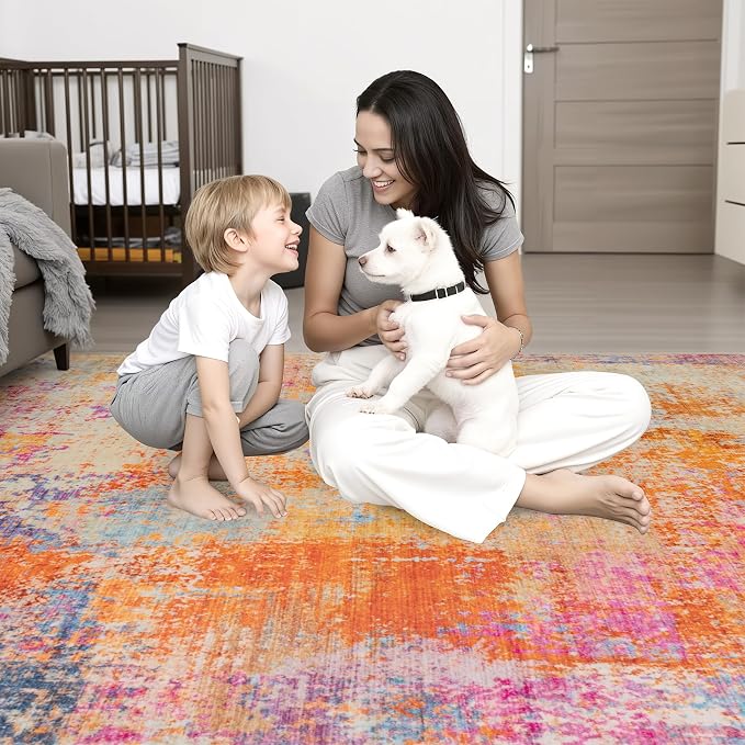 5x8 Area Rug Living Room Rug: Washable Modern Abstract Soft Thin Rug Indoor Floor No Slip Carpet for Bedroom Dining Room Farmhouse Nursery Home Office - Galaxy Haze