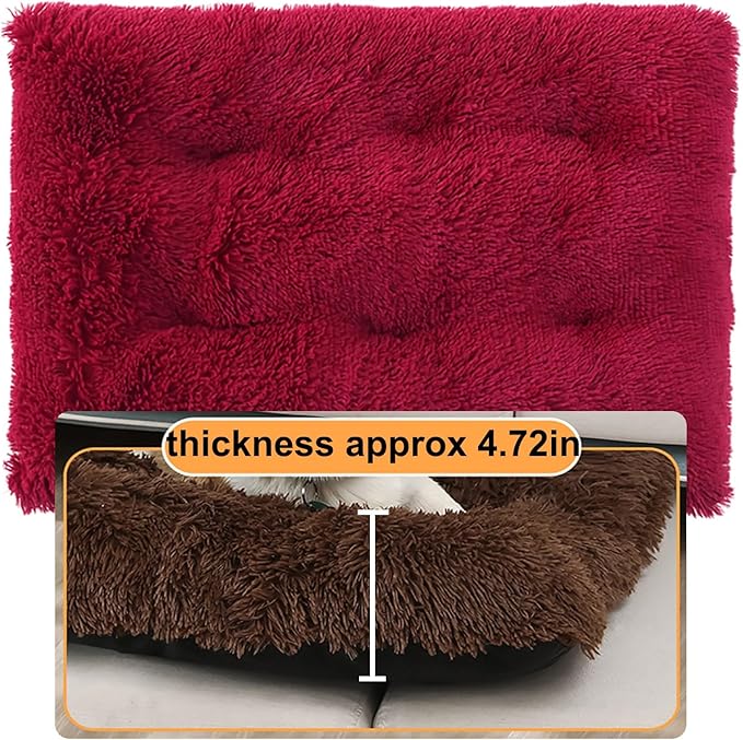Dog Crate Mat, Dog Bed for Large Dogs, Comfy Fluffy Kennel Pad Anti-Slip for Dog beds & Furniture, Quilted Dog Bed for Pets for Medium/Small Dogs Cats (Color : Red, Size : 25x18)