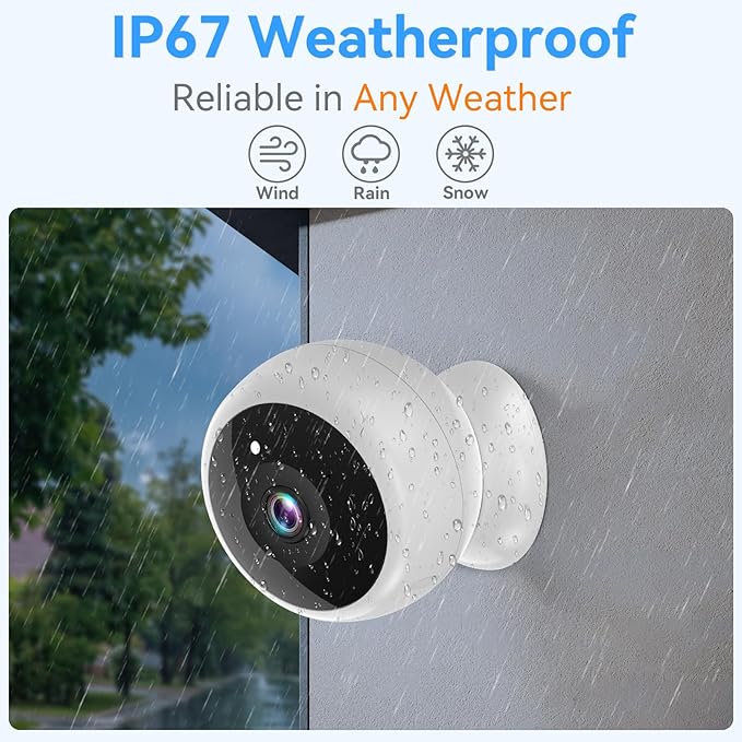 Magnetic Security Camera Wireless - 2K HD Video, AI Motion Detection, Battery Powered, Ease of Setup, 2-Way Audio,IR Color Night Vision, Waterproof, Outdoor & Indoor Surveillance
