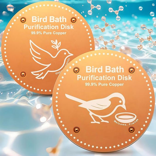 Bird Bath Purification Disk Pure Copper Outside Winter Solar Power Birdbath Heater Deicer Cage Hanging Bowl Metal Warmer Deck Railing Glass Concrete Ceramic Stone Stand Outdoor Fountain Station