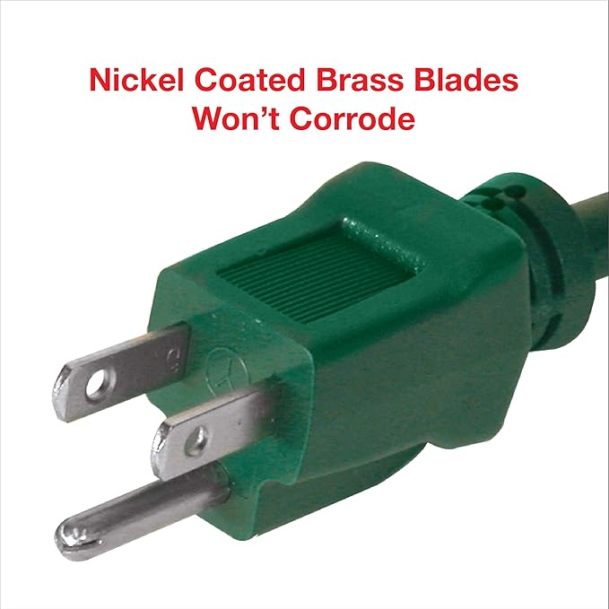 Clear Power Outdoor Extension Cord - 9 FT, Green | Lawn & Garden, 16/3 SJTW, Water & Weather Resistant, Flame Retardant, 3 Prong Grounded Plug, Perfect for Christmas and Holiday (CP10196)