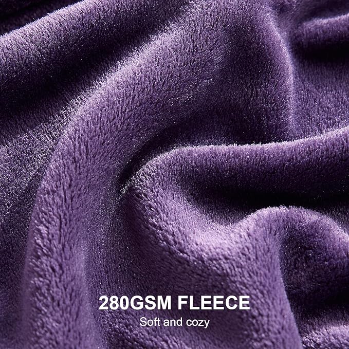 Hansleep Queen Purple Fleece Blanket, Soft Flannel Bed Blanket | Fuzzy Cozy Blanket 90x90 Inches, Multi-use for Bed, Sofa, Couch, Travel, Camping, All Season Warm Lightweight Cover