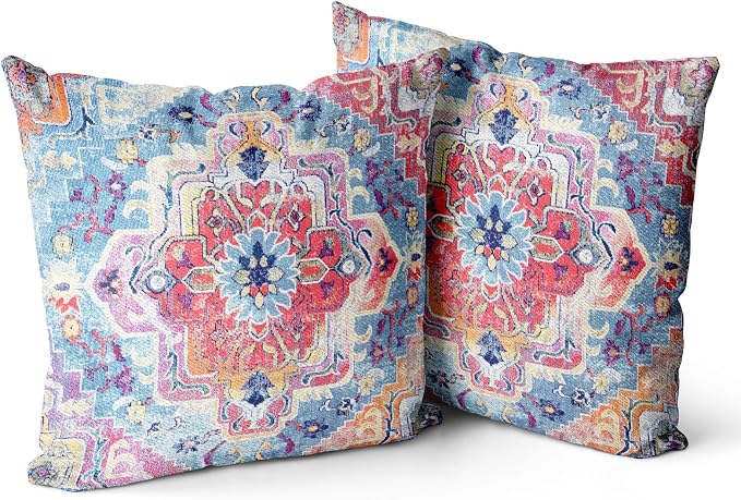 Snycler Antique Boho Hereke Rug Print Boho Throw Pillow Cover 20x20 Inch Set of 2 Double Sided Decorative Soft Throw Pillow Case Cushion Case for Home Decor Living Room Bed Couch Car