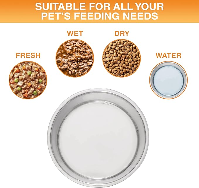 Neater Pet Brands Stainless Steel Dog Bowls with Non-Slip Rubber Bottom – Set of 2, 6 Cup (48 oz), Black - Heavy Duty Metal Dog Bowl, Dishwasher Safe, Food or Water Bowl, Ideal for Large Dogs