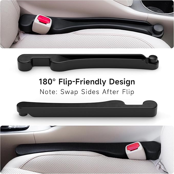 Givifive Car Seat Gap Filler Set of 2, 3IN1 Seat Side Gap Filler Plug with Storage Slot & Hook Function, Soft Foam Universal Fit Car SUV Truck Fill Gap Between Seats Console Organizer���Narrow Black���
