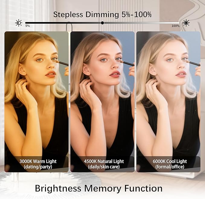15" Vanity Lights for Mirror, Rechargeable Battery Operated Mirror Lights with Remote Control, 3 Temp&Adjustable Brightness Makeup Light, Cordless Lighting for Vanity Desk (White-2Pack)