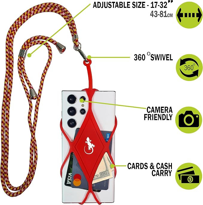 Gecko Travel Tech Cell Phone Lanyard Phone lanyards for Around The Neck Neck Lanyard Phone Crossbody