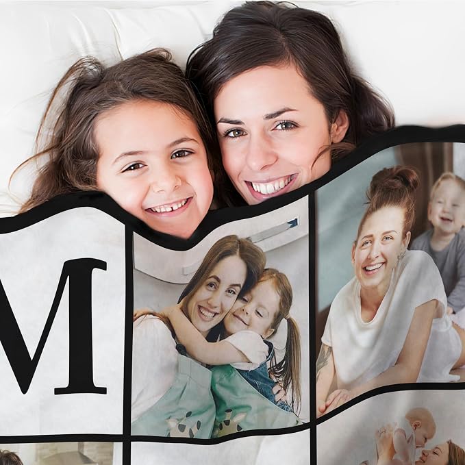 Personalized Mothers Day Birthday Gifts for Mom from Daughter Son Kids Husband Custom Blanket with Picture Mother's Day Blankets Customized Valentines Memorial Christmas Anniversary Mom's Gifts